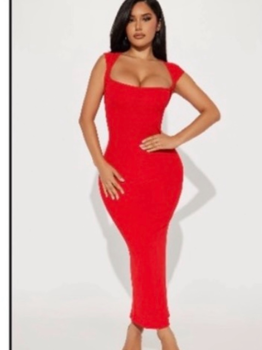 Fashion Nova Scarlet Square-Neck Bodycon Midi Dress (New)